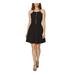 BETSEY JOHNSON Womens Black Embellished Spaghetti Strap Square Neck Short Fit + Flare Party Dress Size 4