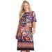 Anthony Richards Womenâ€™s Popover Short Sleeve Summer Dress with Border-Print