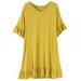 Saient Women's Solid Color Nightdress Cotton Home Clothes Nightgown Lady Nightwear Women's Soft Round Neck Casual Homewear Loungewear,Yellow,