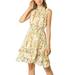 Women's Floral Chiffon Smocked Waist Tiered Ruffled A-line Dress