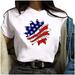 Mchoice Women's Fashion Independence Day T-shirt American Flag Print Shirt 4th of July Patriotic Tee Tops Casual Summer Round Neck Loose Tops