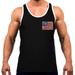 Men's Chest Rhinestone USA Flag Tee White Trim Black Tank Top Small Black