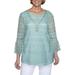 Alfred Dunner Women's Desert Oasis Floral Lace Top - Petite Size, Seafoam, Small Petite