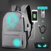 Anime Luminous Backpack Noctilucent School Bags Daypack USB Charging Port Laptop Bag Handbag For Boys Girls Men Women with Anti-theft Lock and Pencil Case(Gray)