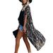 Avamo Women Chiffon Kimono Cardigan Floral Leopard Print Asymmetric Boho Loose Outerwear Beachwear Bikini Cover Up Swimsuit