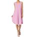 Women's S 3X Sleeveless Trapeze Jersey Knit Pocket T-Shirt Tank Dress