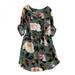 5XL Women Elegant Dresses Short Sleeve Cotton Linen Work Office Vestido Floral Printed Dress