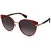 kate spade women's janalee/s round sunglasses, red havana, 53 mm