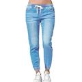 Womens Plain Jeans Elastic Waisted Jeggings Denim Casual Trousers Pockets Pants