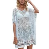 Mini Dress for Women Beachwear Short Sleeve Dress Loose Solid Dress Bikini Cover Up Dress Summer Sexy Dress