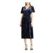 RALPH LAUREN Womens Navy Short Sleeve V Neck Midi Sheath Dress Size 4