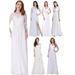 Ever-Pretty Womens Plus Size V-neck Chiffon Pleated Wedding Party Dress 9890B White US24