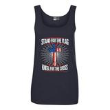 Ladies I Stand For Flag Kneel For Cross American Flag USA DT Tank Tops