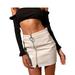 Women High Waist Pu Leather Mini Skirt Plain Flared Short