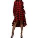 Avamo Plaid Ruffled T-Shirts Dress For Women V-Neck Tunic Swing Sundress Casual Pleated Loose Dresses Size S-2XL