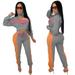 ZIYIXIN Women 2 Pcs Tracksuit Sets, Color Block High Neck Long Sleeve Crop Top + Elastic Waist Pant Fitness Clothes