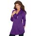 Plus Size Women's Thermal Shawl-Collar Tunic by Roaman's in Purple Orchid (Size 26/28) Made in USA Long Sleeve Shirt