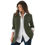 Plus Size Women's Boyfriend Blazer by Roaman's in Hunter Green (Size 16 W) Professional Jacket