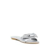 Cape Robbin Sadie-2 Gray Gold Satin Bow Pool Slide Slides Mules Sandals Flats (6, Gray)