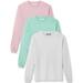 Daxton Premium Men Long Sleeves T Shirt Medium Weight Soft Cotton, 3Pk Light Pink Mint White 2XL