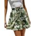 Niuer Women Casual High Waist Pleated A-Line Midi Skirt Ladies Fashion Printed Office Work Loose Flare Swing Skirts Dark Green XXL(US 20-22)