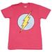 Flash DC Comics Mens T-Shirt - Classic Flash Logo Slightly Distressed Gray Circle (Small)