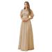 Ever-Pretty Juniors A-line Mesh Ruffle Sleeves Maxi Cocktail Gown for Junior 09043 Gold US10