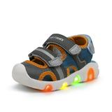 Dream Pairs Girls Boys Baby Kids Toddles Fashion Comfort Velcro Athletic Sandals Light Up Sports Sandals KAS214 GRAYISH/ORANGE Size 9