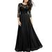 Avamo Women's Long Chiffon Lace Evening Formal Party Ball Gown Prom Bridesmaid Dress Ladies Evening Party Chiffon Prom Gown 3/4 Sleeve Long Maxi Dress