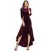 Ever-Pretty Women's Plus Size Elegant 3/4 Sleeve Bodycon High-Low Velvet Mother of the Brides Dress 04722 Burgundy US26