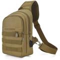 Tactical breast pocket with water bottle holder, USB port Military shoulder backpack Molle breast pocket single strap backpack for outdoor sports