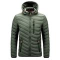 Men's Winter Down Jacket Alternative Puffer Coat Solid Color Zip Pocket Jacket Outerwear