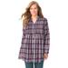 Woman Within Women's Plus Size Pintucked Flannel Shirt