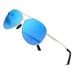 Cyxus Pilot Polarized Sunglasses UV400 Protection Anti Glare Silver Frame & Blue Lenses Eyewear Outdoor For Women Men 1489E18