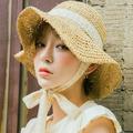 Liva Girl 2019 Summer Straw Hat Women Big Wide Brim Beach Hat Sun Hat Foldable Sun Block UV Protection Panama Hat Bone A1