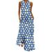 Women's Summer Dress Casual Loose Daisy Floral Maxi Dress V Neck Sleeveless Long Dresses Boho Maxi Sundress Beach Coverup With Pocket