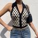 Sunisery Womens Fashion Halter Vest Y2K Sexy Printed Knitted Tank Tops Slim Fit