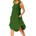 Sexy Dance Women Summer Casual Tank Dress Beach Vacation Sleeveless T Shirt Dress Solid Color Loose Sundress With Pockets