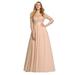 Ever-Pretty Women's Floral Lace Chiffon Patchwork Plus Size Evening Dresses for Women 07412 Blush US18