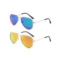 Newbee Fashion-Kyra Kids Classic Aviator Sunglasses Flash Mirror Lense Metal Frame UV Protection for Girls & Boys