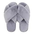 Xelparuc Women Slippers, Plush Fuzzy Upper, Memory Foam Insole Grey 40-41