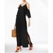 NY Collection Womens Stretch Black Solid Cold-Shoulder Ruffled Maxi Dress XS