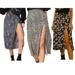 Women Leopard Print Split Midi Skirt Fashion High Waist Slim Skirt Office Party Cocktail Wrap Dress