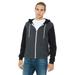 Unisex Poly-Cotton Fleece Full-Zip Hooded Sweatshirt - DRK GRY HTR/ BLK - M