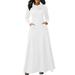 Sexy Dance Women Casual Long Maxi Dress Long Sleeve Cowl Neck Tunic Dress Plain Color Elegant Smock Hem Dress with Pockets Plus Size