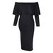 Women Dress 2020 New Style Long Sleeve Slash Neck Sexy Night Club Wear Black Blue Celebrity Party Dresses Word collar