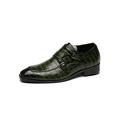 LUXUR Men's Formal Dress Work Business Faux Leather Shoes Casual Monk Strap Oxfords