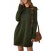 Fashion Casual Long Sleeve T Shirts Dresses for Women Plain Color Short Dress Ladies Round Neck Long Tunic Dress Tops