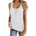 Sexy Dance Women's Summer Tank Top Sexy Scoop Neck Sleeveless Cotton Ribbed Camisole Shirts Basic Button Vest Top White XXL(US 14-16)