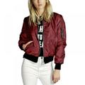 Women's Zip Up Bomber Jackets Long Sleeves Casual Lightweight Biker Coat